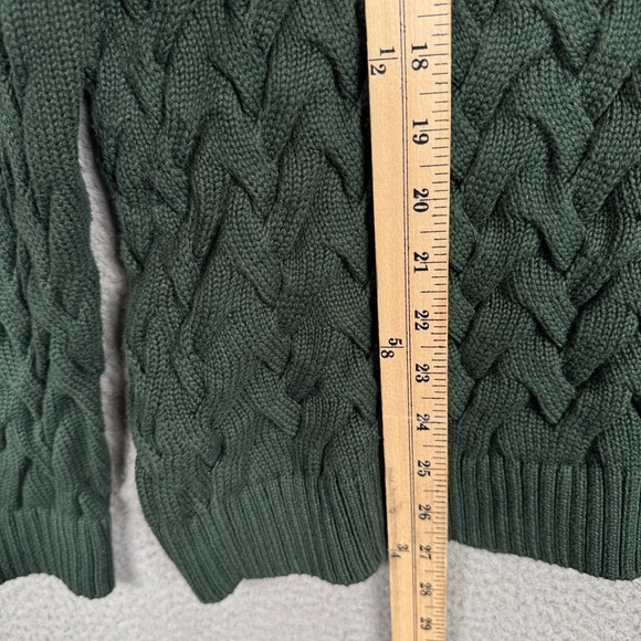 Lands End Sweater Kids L Green‎ Drifter Cable Knit Cotton Fisherman Preppy Warm - Picture 8 of 10